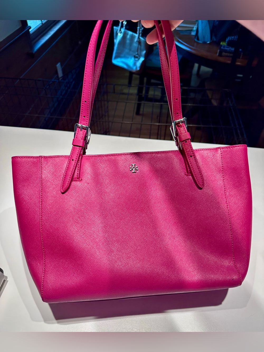 Tory Burch York Saffiano Hot Pink Leather Tote